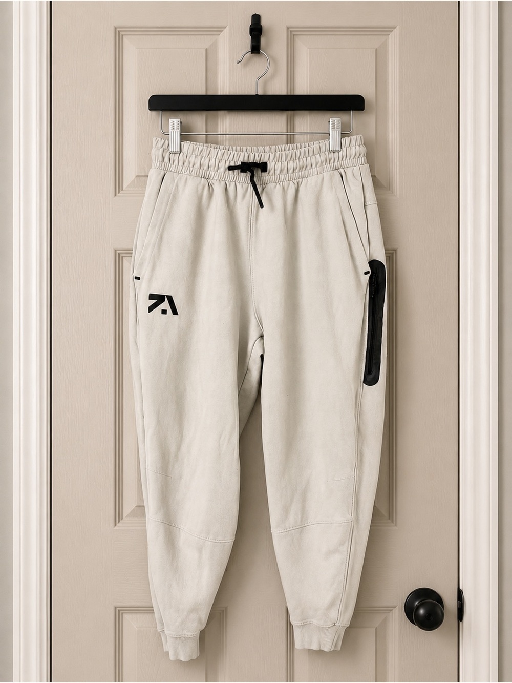 ZARA Boys Joggers Sweatpants Stone Beige Zip Pocket | Size 13-14 (164cm)